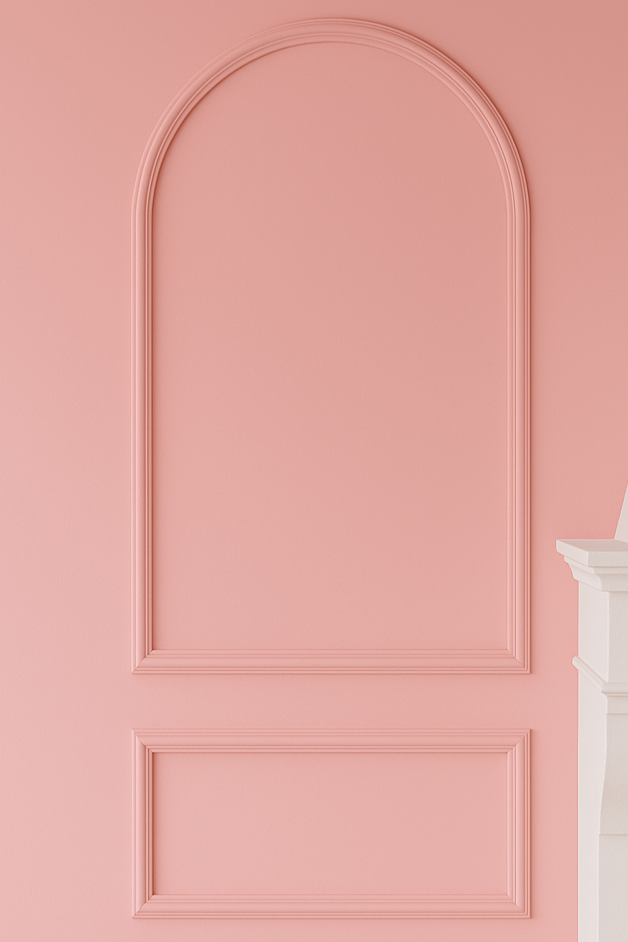 Roze muur met Flexlijsten in de vorm van een boog